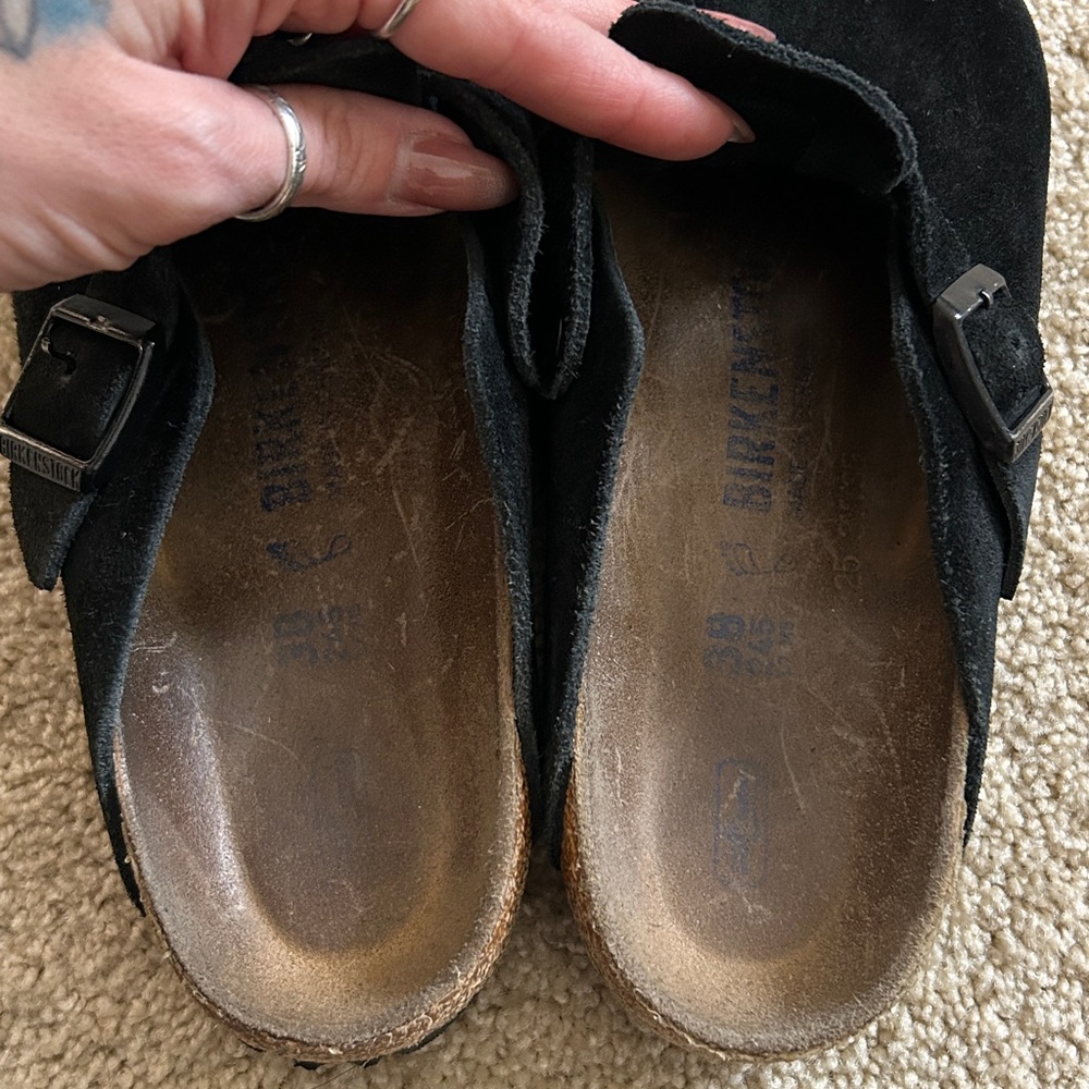 Birkenstock Black Suede Boston Clogs - Picture 6 of 8
